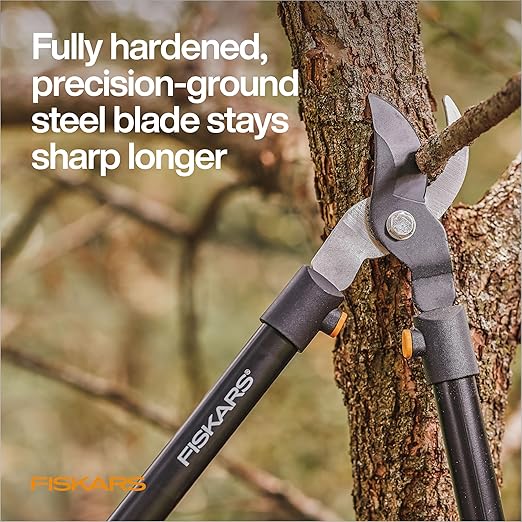 Fiskars 28"-os ágvágó olló faágvágáshoz, strapabíró, rozsdaálló, éles, bypass acélpengés olló, ágvágó akár 1,5" átmérőig, vágási kapacitás, ütéscsillapító fogantyú, kerti szerszámok
