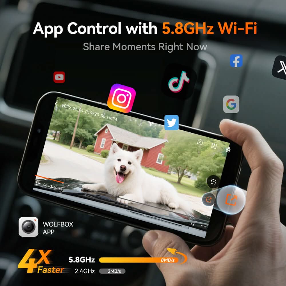 WOLFBOX G900Pro 12MP WiFi érintőképernyős visszapillantó tükör autós kamera intelligens tükör exkluzív 30 hónapos garanciával