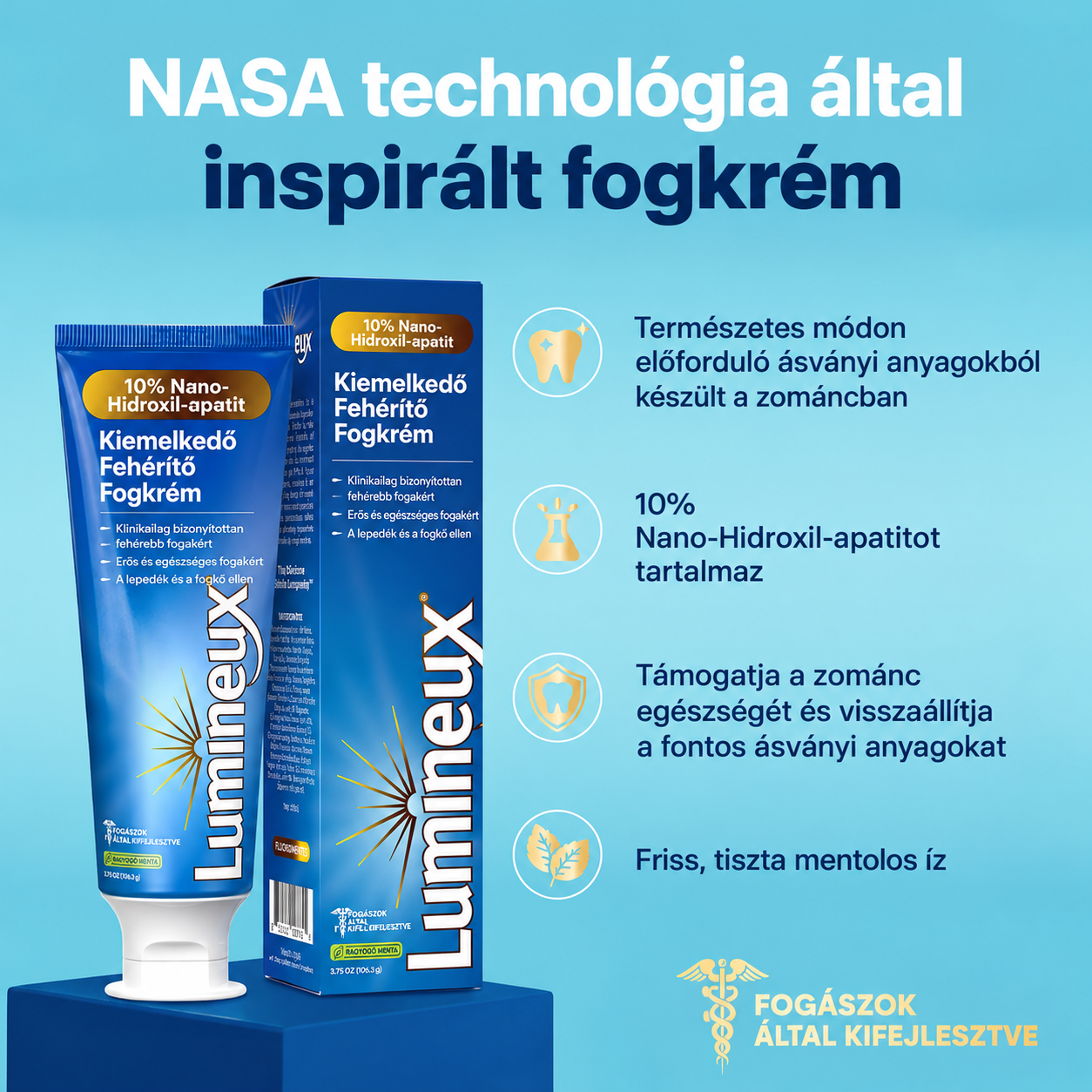 Lumineux 10% Nano Hydroxyapatite fehérítő fogkrém, 3,75 oz, 2 db-os kiszerelés