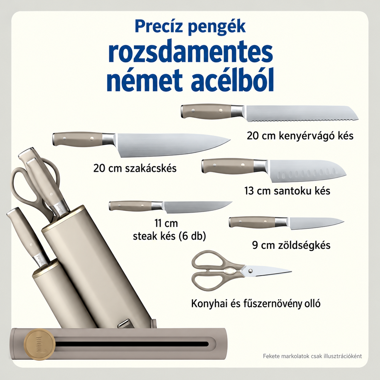 Ninja StaySharp 13 darabos késblokk készlet kivehető késélezővel – Stone Gold