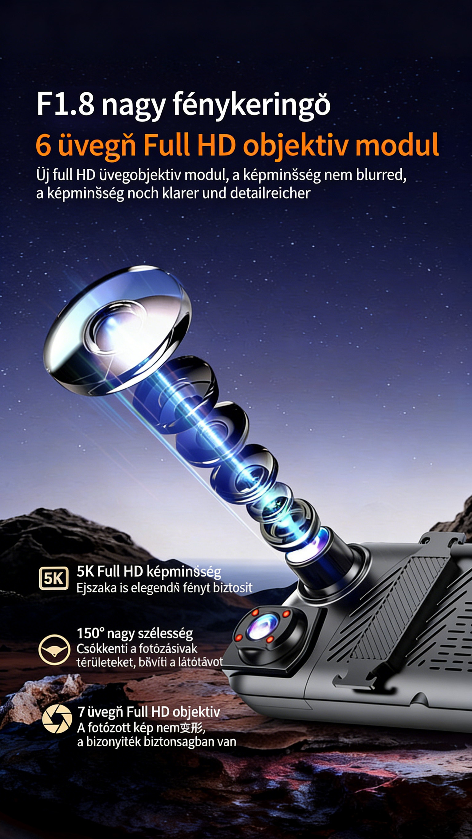 Garmin Őrszem Szintű Motoros CarPlay Intelligens Kijelző Négykamerás Rögzítés · Radarfigyelés · TPMS · Hangvezérlés · 10” Streaming Kijelző · 128 GB