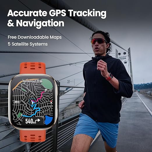 Amazfit Bip 6 okosóra 46 mm, 14 napos akkumulátor-üzemidő, 1,97"-os AMOLED kijelző, GPS és ingyenes térképek, mesterséges intelligencia, Bluetooth hívás és SMS, egészség-, fitnesz- és alváskövető, több mint 140 edzésmód, 5 ATM-es vízállóság