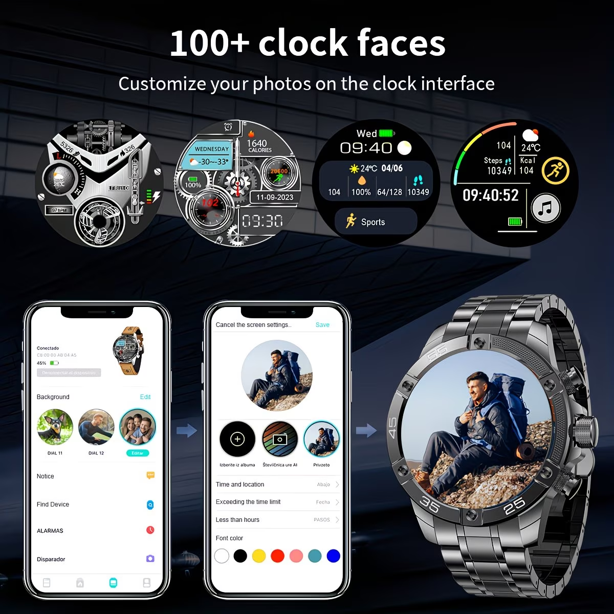 [Copy]Apple Watch Series 8 (GPS+Cellular, 45 mm) – grafitszürke rozsdamentes acél tok éjféli sportszíjjal
