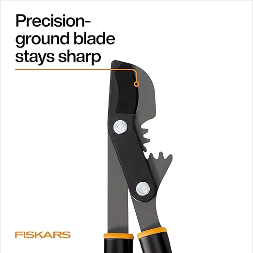 Fiskars 80 cm-es PowerGear bypass ágvágó olló, szabadalmaztatott mechanizmus, megsokszorozza az erőt a terhelés csökkentése érdekében, strapabíró, precíziósan köszörült acélpenge élő növényzethez, akár 5 cm átmérőjű faágak metszésére