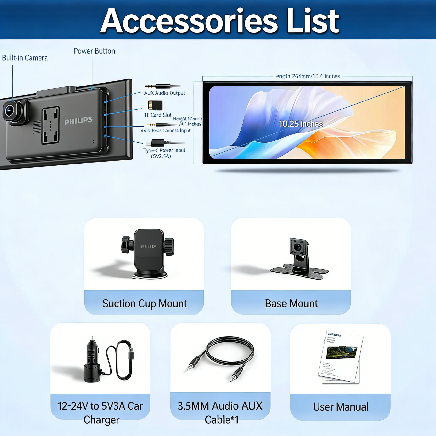 ❄️ Philips vezeték nélküli CarPlay autós okoskijelző DVR - Az intelligens vezetés új élménye ❄️