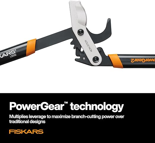 Fiskars 32 hüvelykes ágvágó faápoláshoz, nagy teherbírású, alacsony súrlódású éles acél penge, akár 2 hüvelyk (kb. 5 cm) átmérőjű ágak vágására, PowerGear2 technológiával, amely nagyobb erőt biztosít kevesebb erőfeszítéssel
