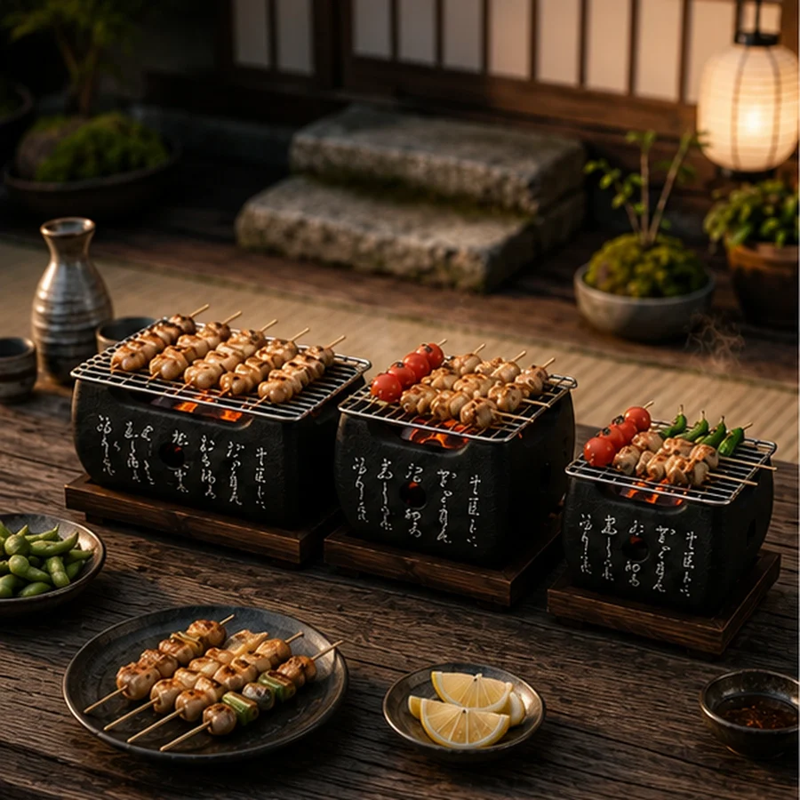Japán Miyazaki faszenes grill – asztali Yakitori Konro (4 méret)
