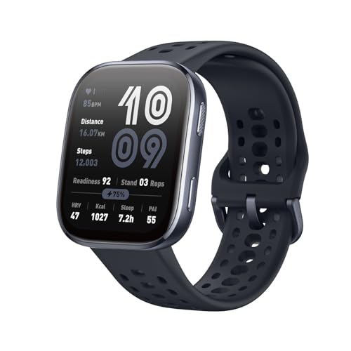Amazfit Bip 6 okosóra 46 mm, 14 napos akkumulátor-üzemidő, 1,97"-os AMOLED kijelző, GPS és ingyenes térképek, mesterséges intelligencia, Bluetooth hívás és SMS, egészség-, fitnesz- és alváskövető, több mint 140 edzésmód, 5 ATM-es vízállóság