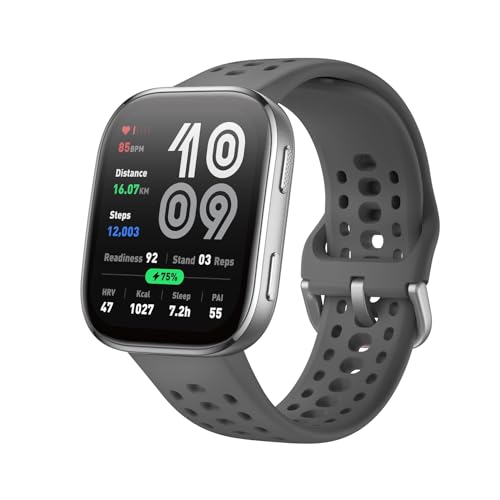 Amazfit Bip 6 okosóra 46 mm, 14 napos akkumulátor-üzemidő, 1,97"-os AMOLED kijelző, GPS és ingyenes térképek, mesterséges intelligencia, Bluetooth hívás és SMS, egészség-, fitnesz- és alváskövető, több mint 140 edzésmód, 5 ATM-es vízállóság