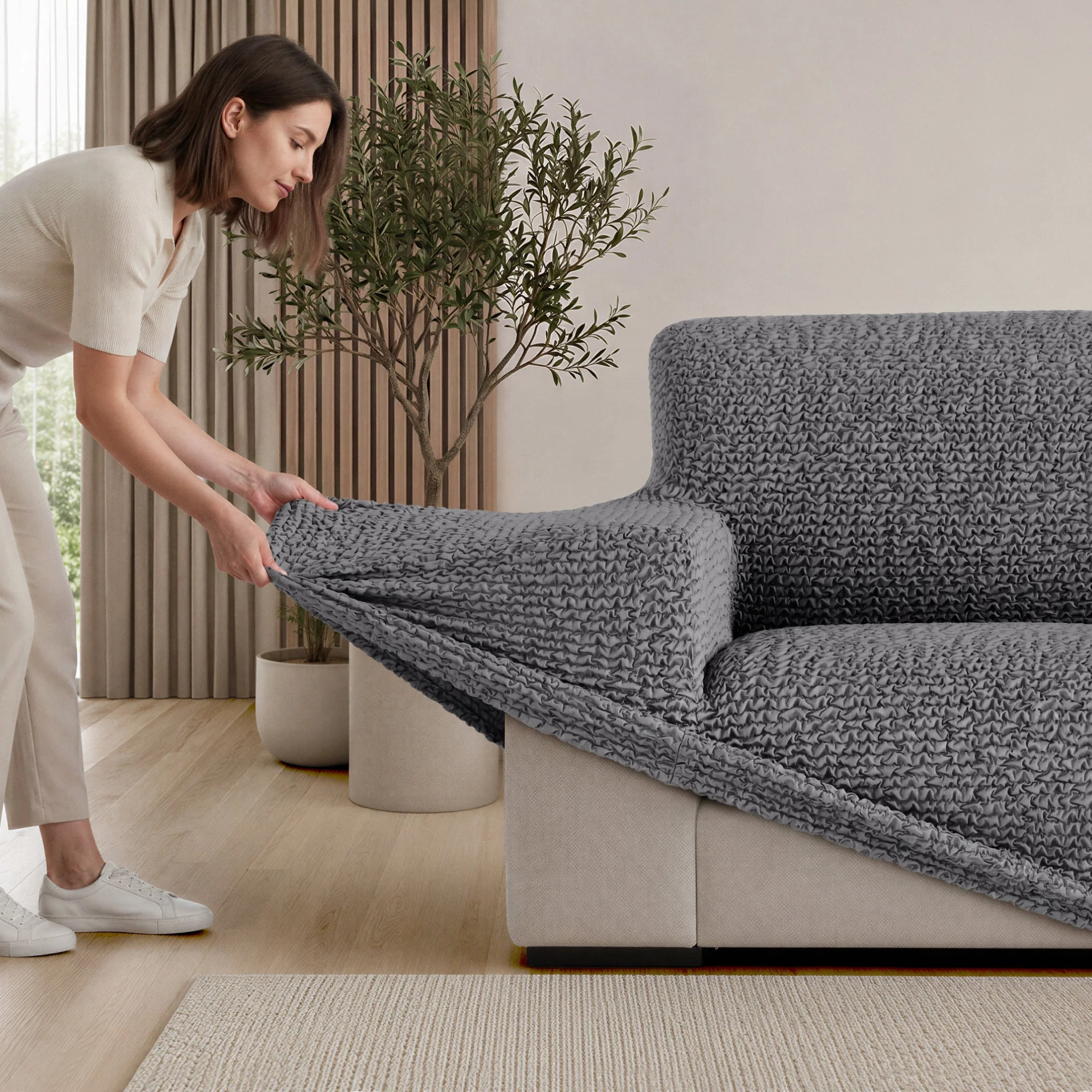 A Comfort sorozatú kanapéhuzatok 2 párnahuzatot és lábtartó huzatot tartalmaznak.