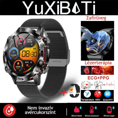 AI ORVOSI DIAGNOSZTIKÁS OKOSÓRA - 2024 ÚJ VÉRLIPIDEK, HÚGYSAV, VÉRGLUKOZ SZINT - EKG+PPG FITNESZKÖVETŐ