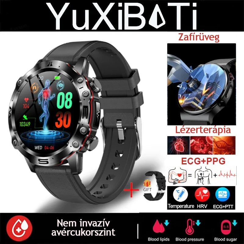 AI ORVOSI DIAGNOSZTIKÁS OKOSÓRA - 2024 ÚJ VÉRLIPIDEK, HÚGYSAV, VÉRGLUKOZ SZINT - EKG+PPG FITNESZKÖVETŐ