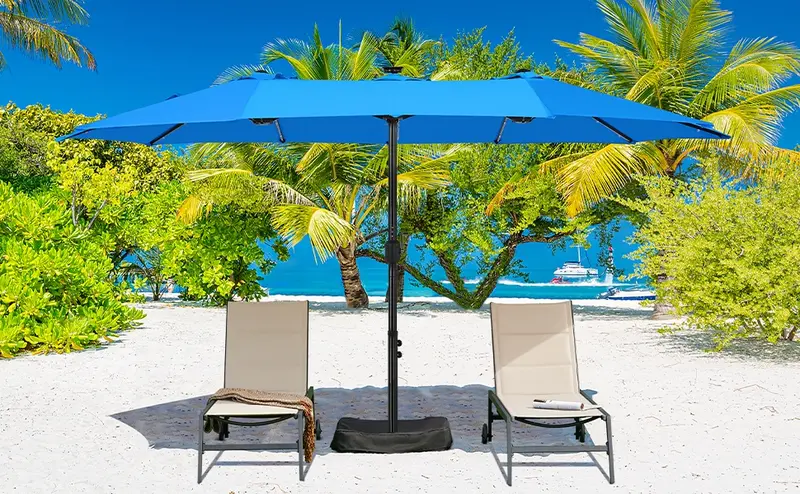 Product Introduction of 【Solar LED Lights Umbrella】Yaheetech 15/13ft Large Patio Umbrella, Outdoor Double-Sided Rectangle Umbrella with 36 LED Lights & Crank for Patio Garden Pool Lawn Backyard, Base Included 20