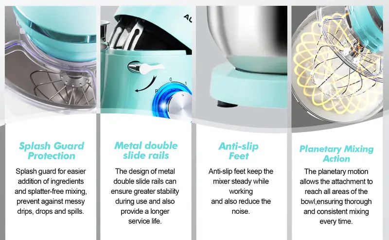 Product Introduction of Aucma 6.5QT Stand Mixer with Upgraded Motor | 6-Speed Tilt-Head Electric Food Mixer with Stainless Steel Bowl Dough Hook Whisk & Beater for Baking & Mixing Kitchen Appliances 8