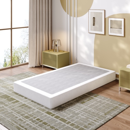 LOUVETA 7 inch Twin Metal Box Spring, Heavy Duty Mattress Foundation with Fabric Cover, Easy Assembly, Noise Free