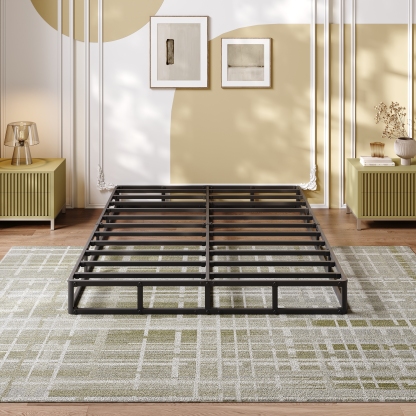 LOUVETA 7 inch Queen Metal Box Spring, Heavy Duty Mattress Foundation with Fabric Cover, Easy Assembly, Noise Free