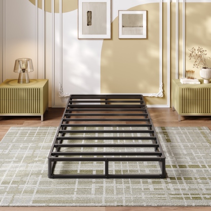 LOUVETA 7 inch Twin Metal Box Spring, Heavy Duty Mattress Foundation with Fabric Cover, Easy Assembly, Noise Free