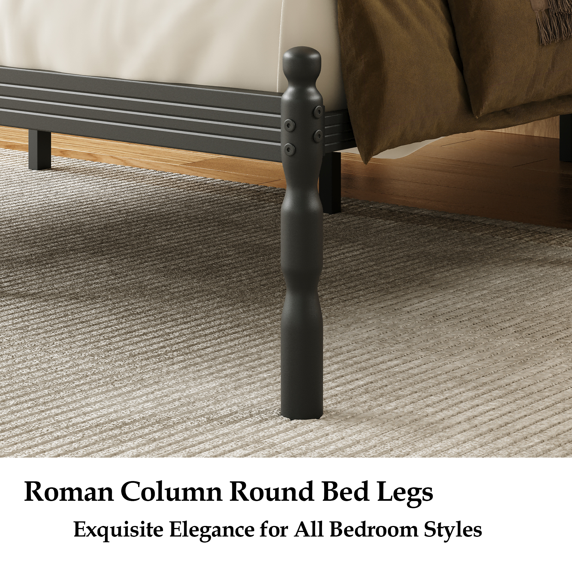 LOUVETA 14 inch Queen Heavy Duty Metal Bed Frame with Non-Slip Stoppers, No Box Spring Needed, Easy to Assemble