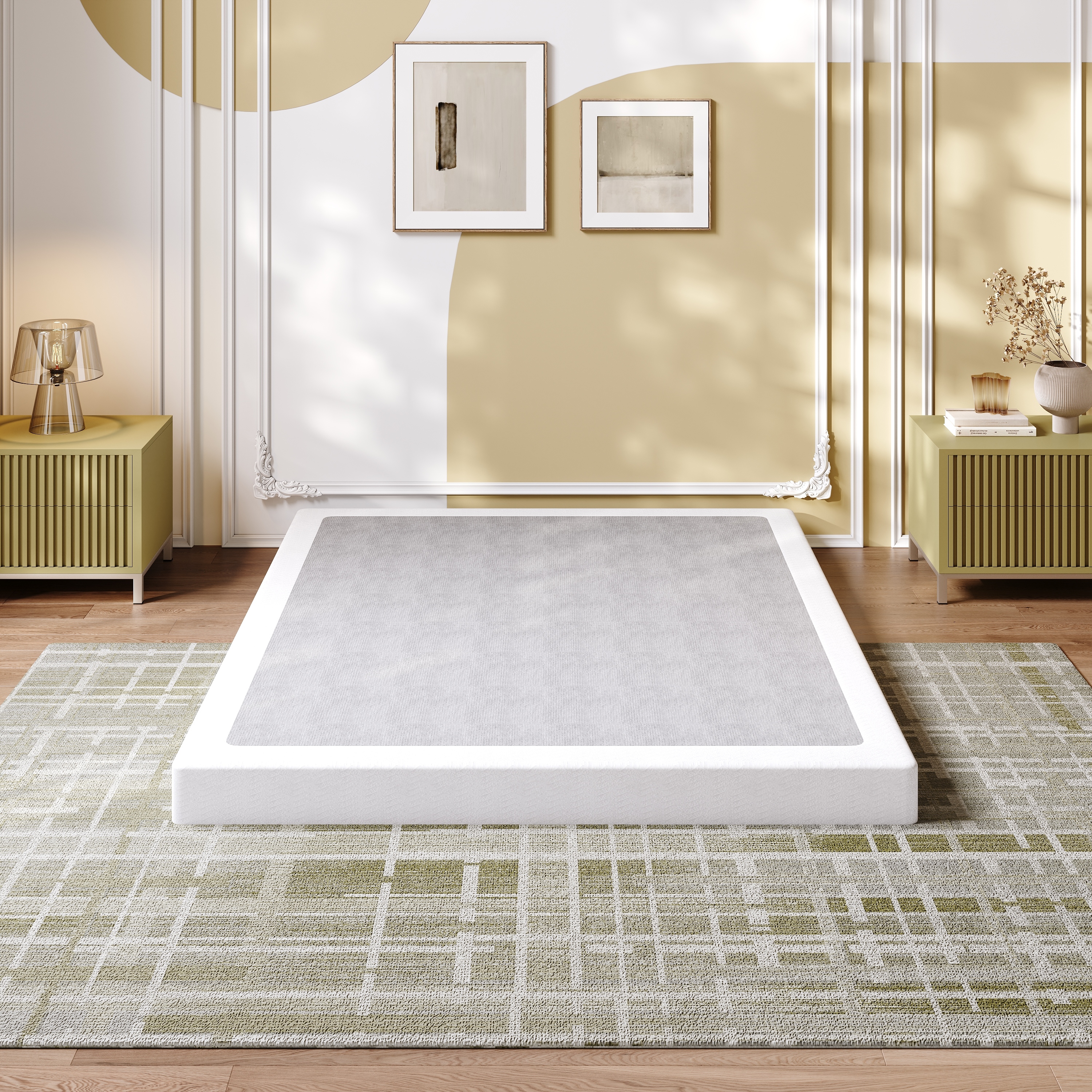 LOUVETA 5 inch Queen Box Spring, Heavy Duty Metal Box Spring Bed Base with Fabric Cover, Easy Assembly, Mattress Foundation, Noise Free