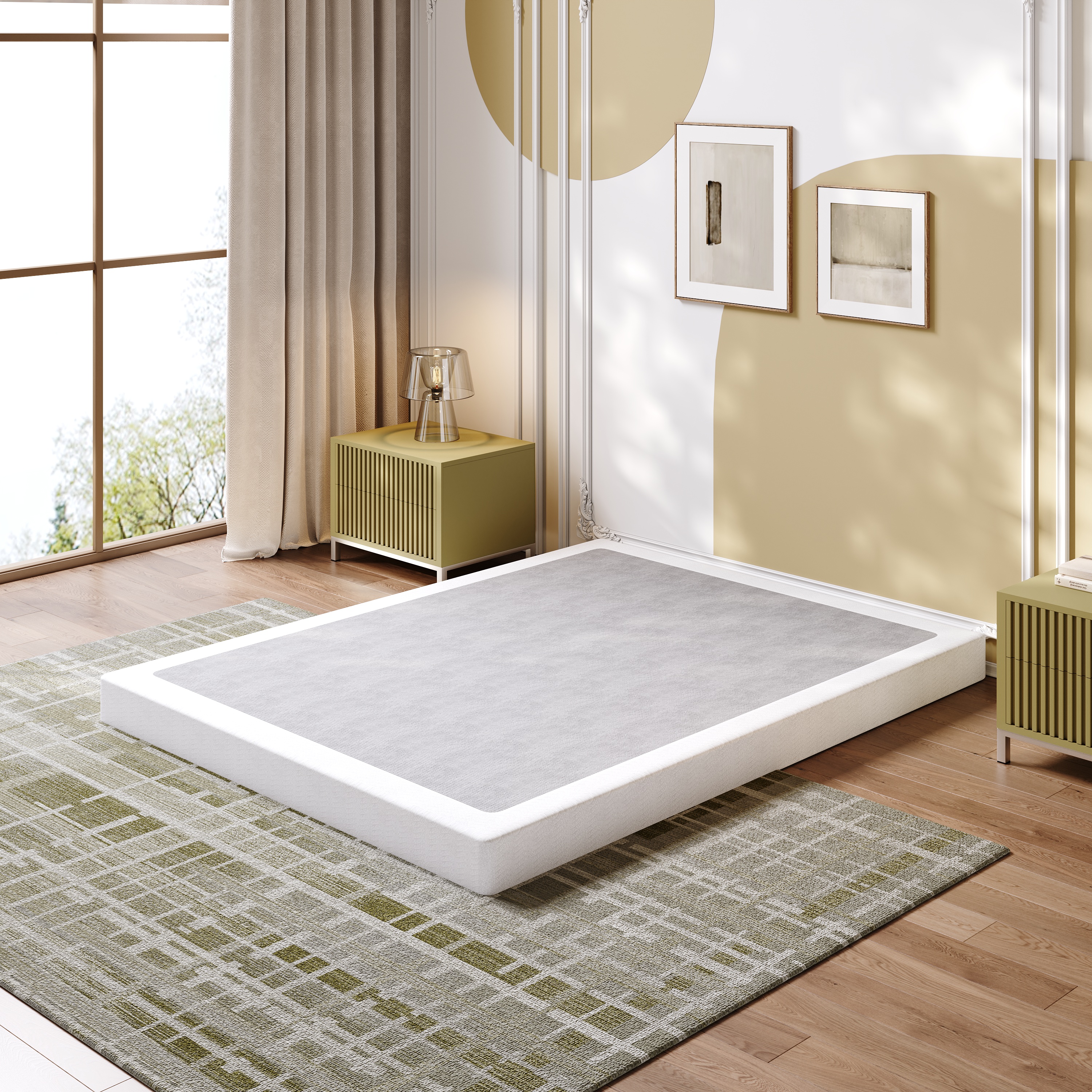 LOUVETA 5 inch Queen Box Spring, Heavy Duty Metal Box Spring Bed Base with Fabric Cover, Easy Assembly, Mattress Foundation, Noise Free