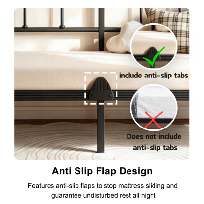 LOUVETA Twin Metal Daybed Frame, Heavy-Duty Steel Frame with Non-Slip Mattress Stoppers, Multi-Purpose Sofa Bed for Bedroom, Guest Room, Living Room