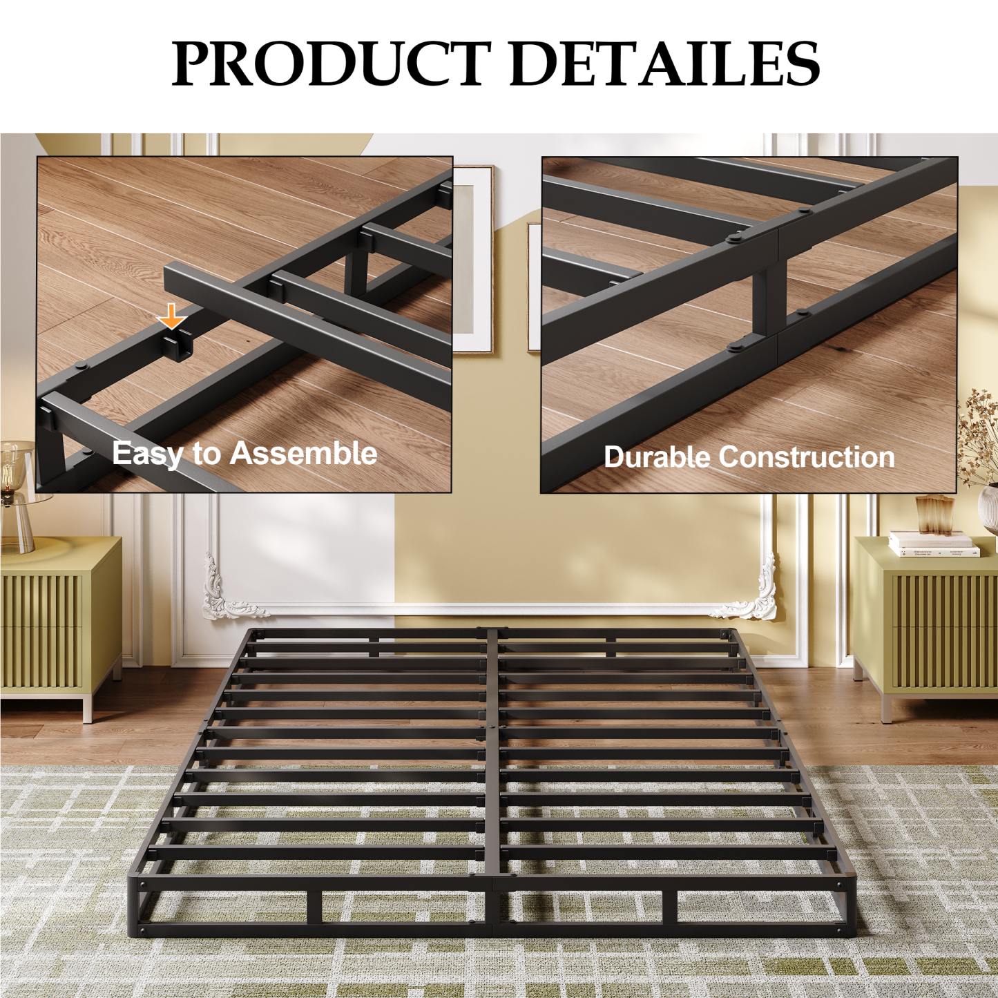 LOUVETA 5 inch Queen Box Spring, Heavy Duty Metal Box Spring Bed Base with Fabric Cover, Easy Assembly, Mattress Foundation, Noise Free