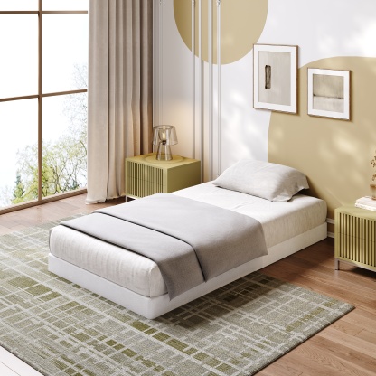 LOUVETA 5" Twin Metal Box Spring, Heavy Duty Mattress Foundation with Fabric Cover, Noise-Free, Easy Assembly