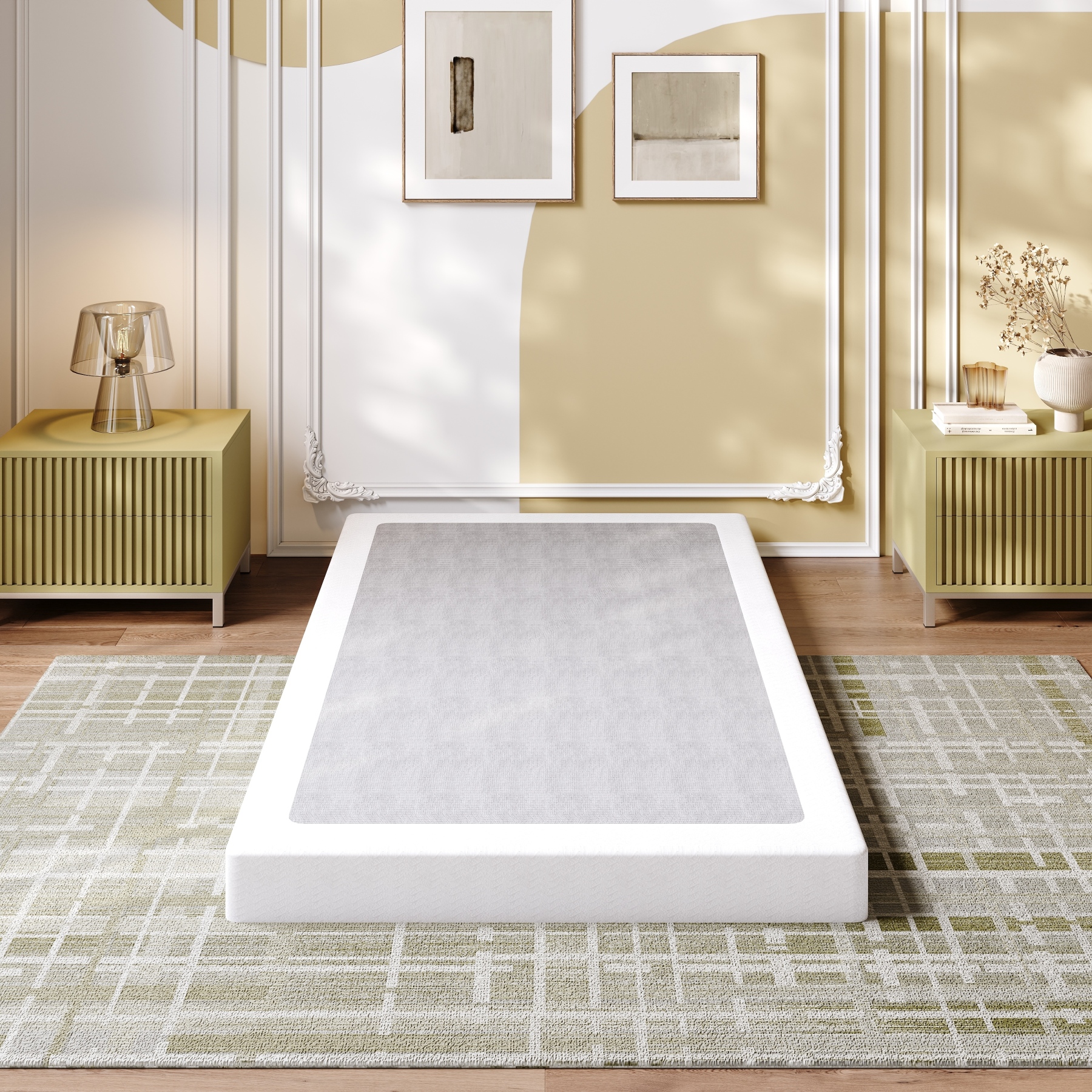 LOUVETA 5" Twin Metal Box Spring, Heavy Duty Mattress Foundation with Fabric Cover, Noise-Free, Easy Assembly