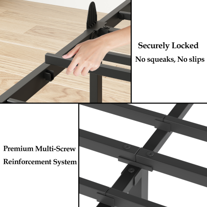 LOUVETA 14 inch Queen Heavy Duty Metal Bed Frame with Non-Slip Stoppers, No Box Spring Needed, Easy to Assemble