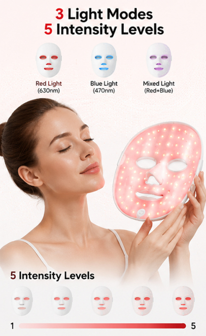 Himuseon Red Light Therapy Mask for face –  6 Modes, Under-Eye Cooling, Cordless & Rechargeable LED Face Mask for Home & Travel