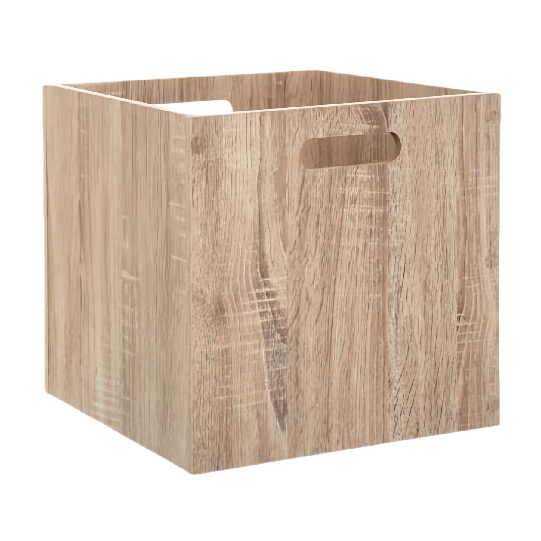 Wood Storage Bin with Cutout Handles, Square Organizer Box-christahuot.shop