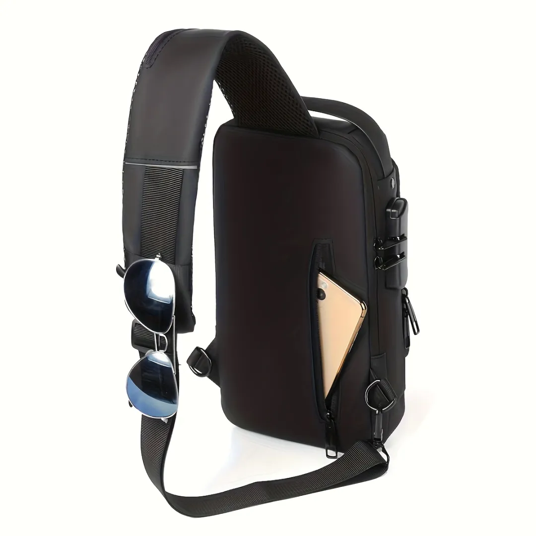 Anti-Theft Sling Bag — USB Charging Port, Water-Resistant & Combination Lock