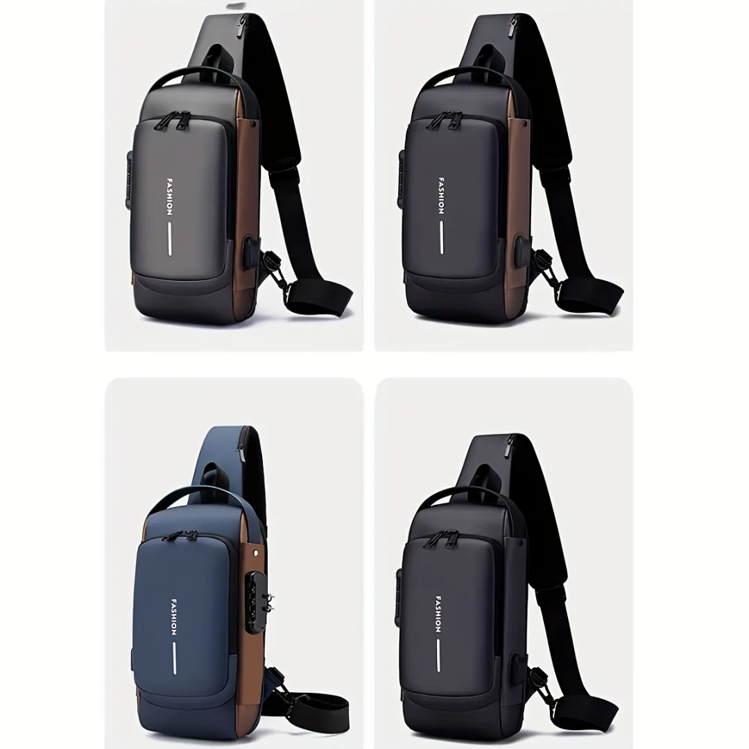 Anti-Theft Sling Bag — USB Charging Port, Water-Resistant & Combination Lock