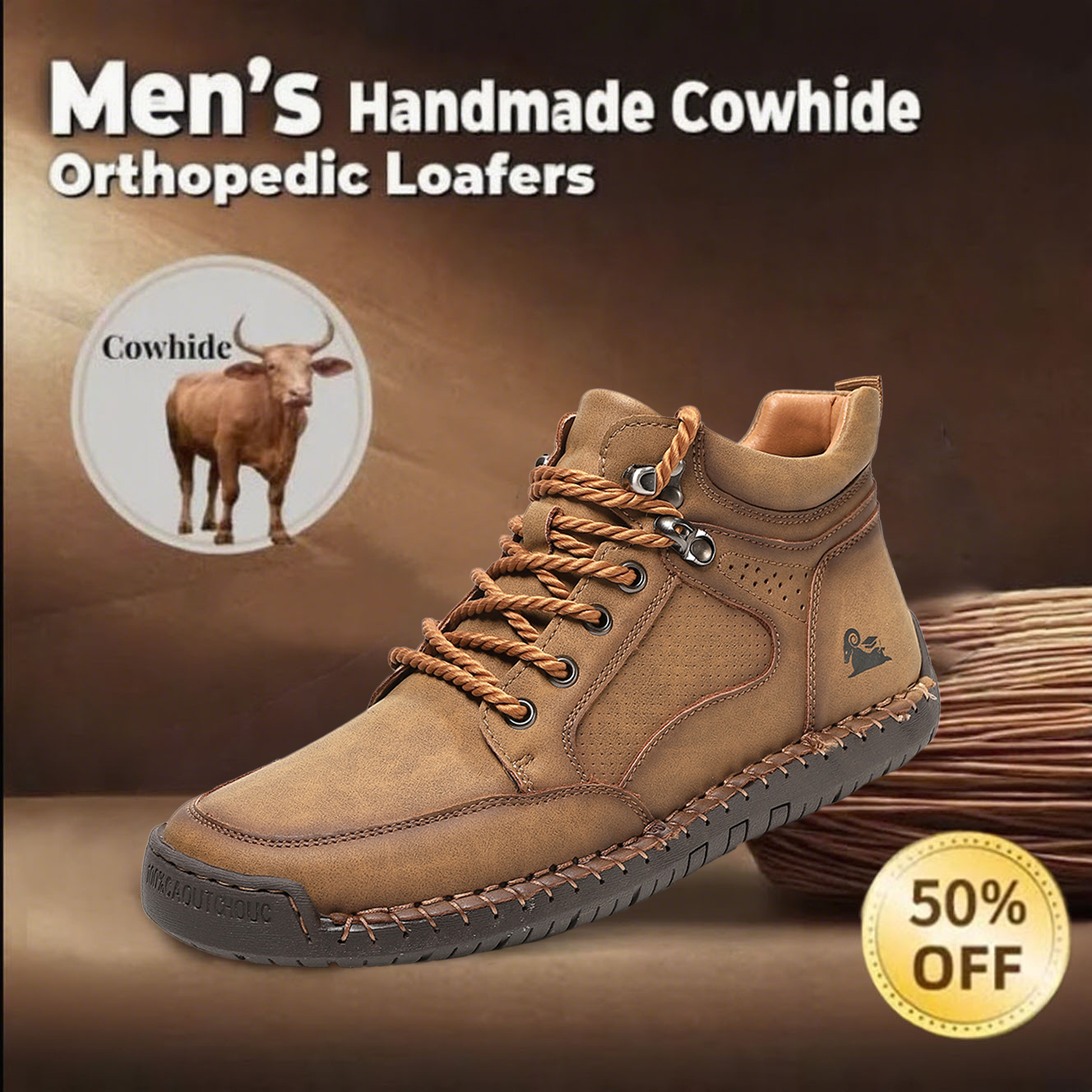 ⏰ 50% off - Newest Men's handmade non-slip flat walking shoes