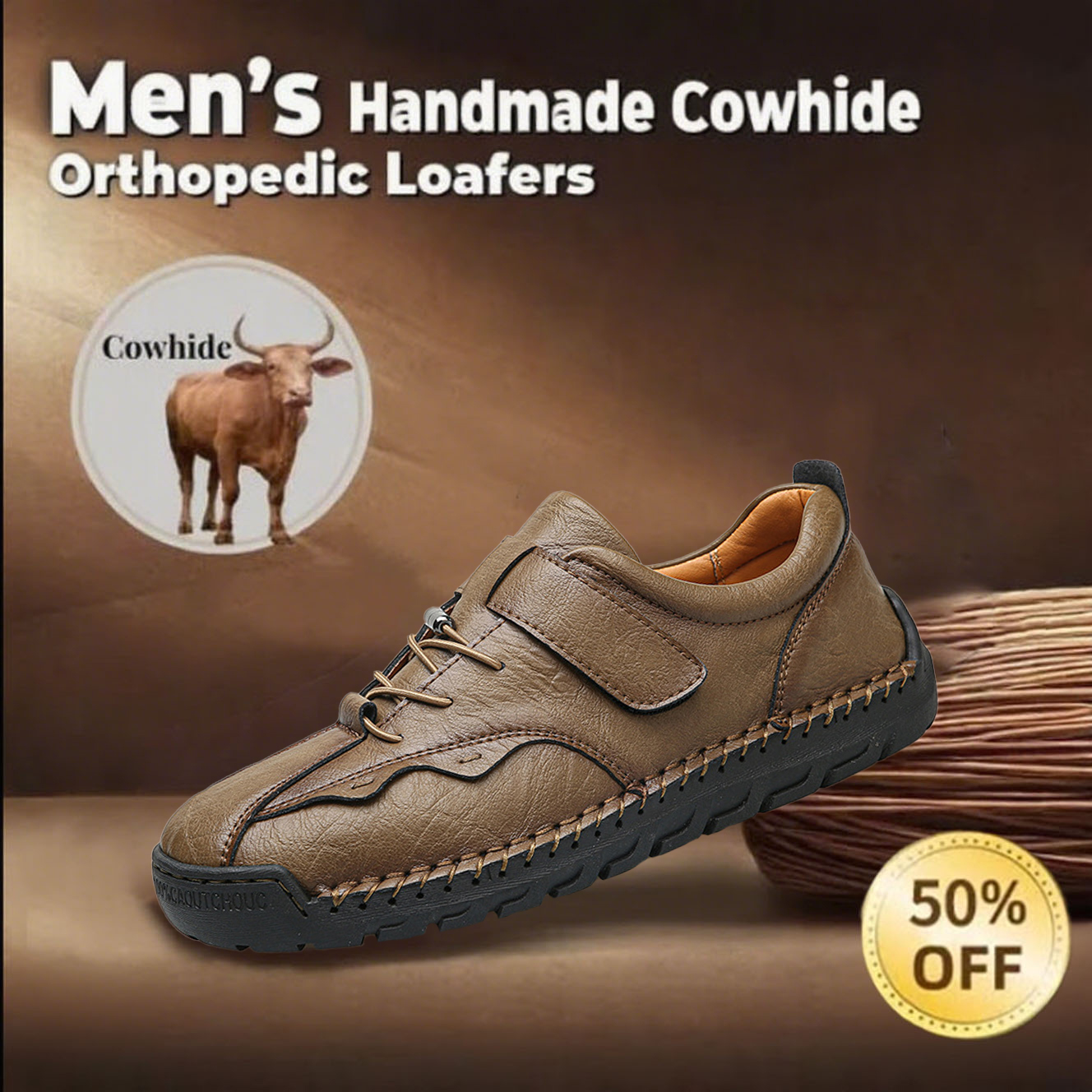 🔥Last day 50% off 🔥Men's handmade genuine leather orthopedic loafers to relieve foot pain