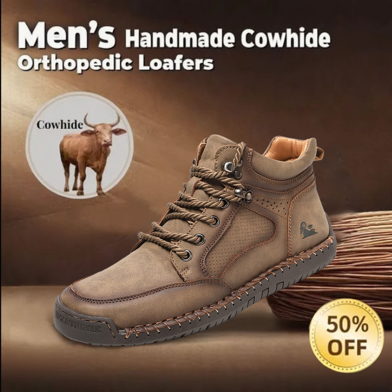 ⏰ 50% off - Newest Men's handmade non-slip flat walking shoes