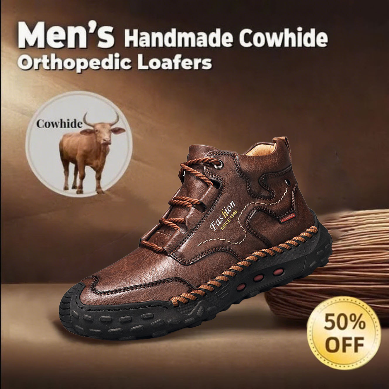 🔥50% off today only🔥Men's genuine leather non-slip corrective shoes to relieve walking pain