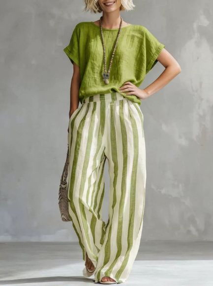 Loose-Fit Linen-Blend Two-Piece Set