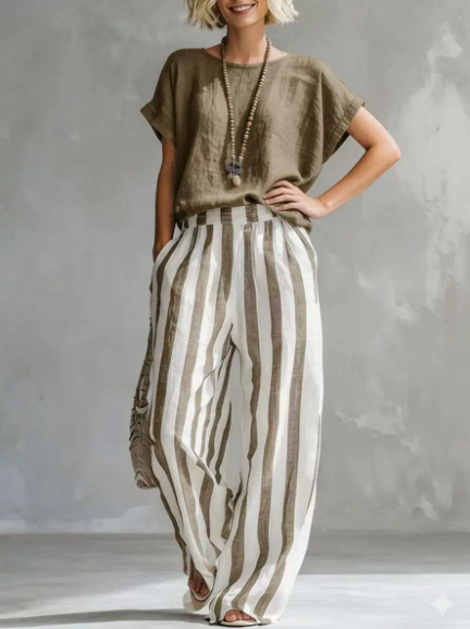 Loose-Fit Linen-Blend Two-Piece Set