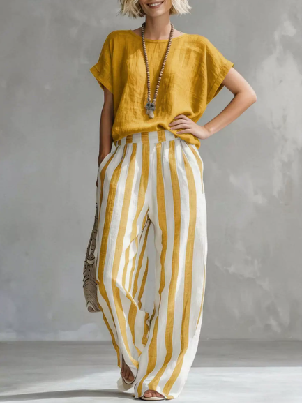 Loose-Fit Linen-Blend Two-Piece Set