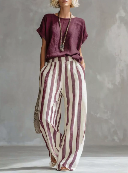 Loose-Fit Linen-Blend Two-Piece Set