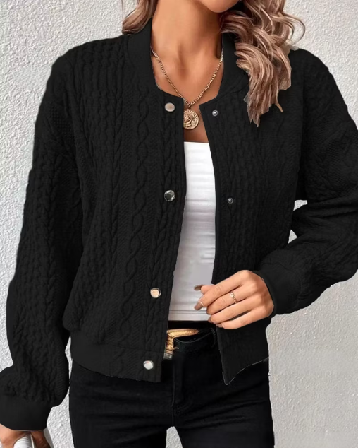 Women's Comfortable Knitted Jacket Cardigan with Elegant Buttons