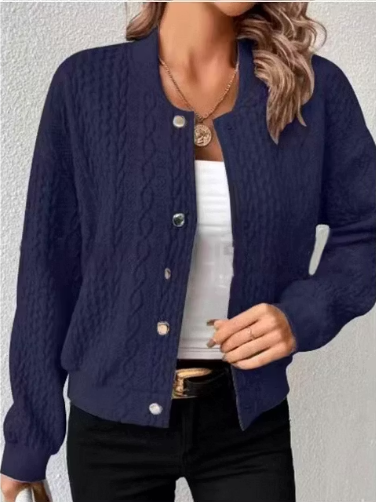 Women's Comfortable Knitted Jacket Cardigan with Elegant Buttons