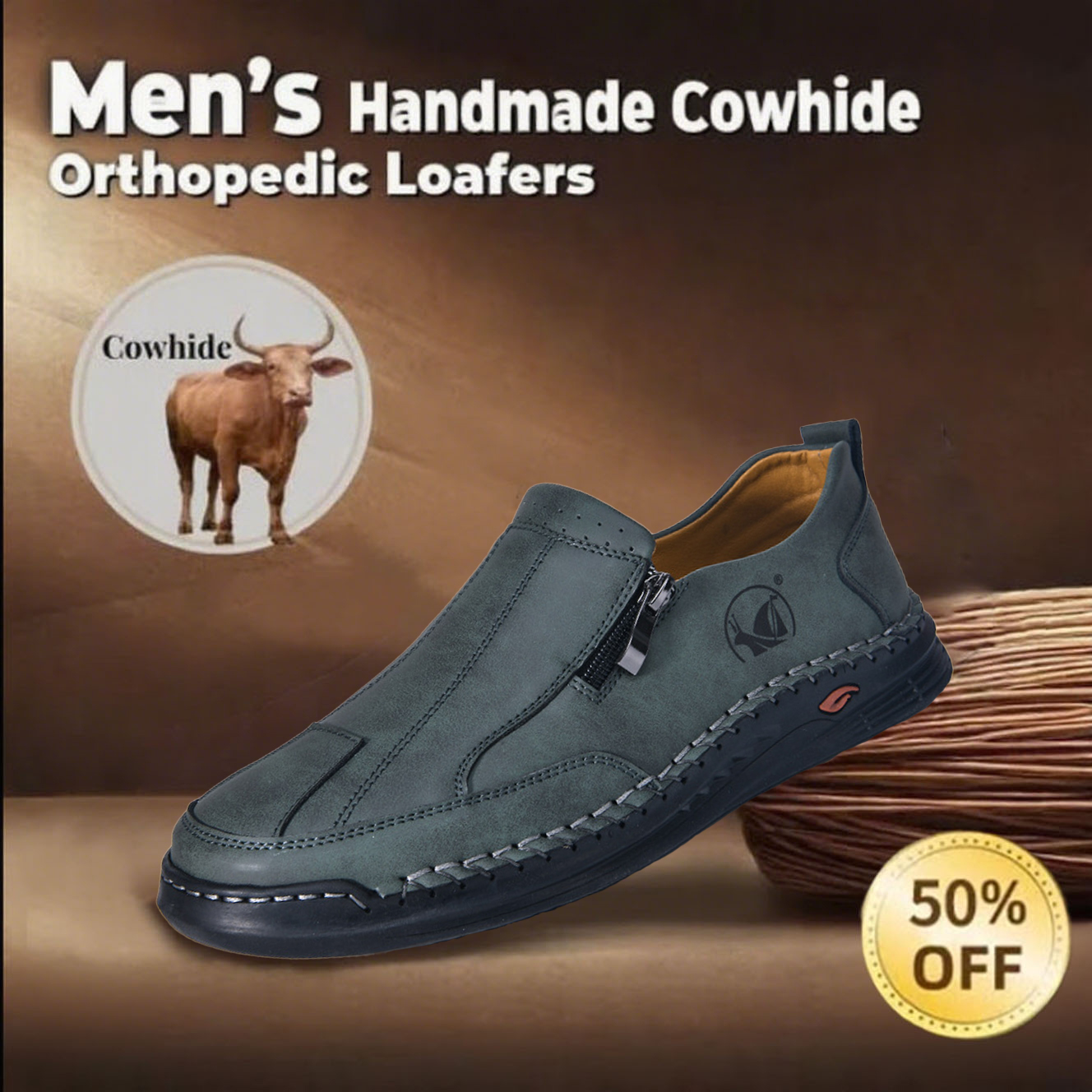 ⏰ 70% off -Men's new genuine leather handmade orthopedic shoes