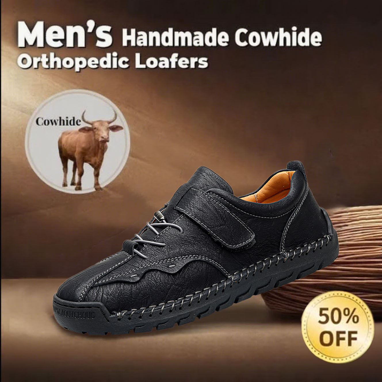 🔥Last day 50% off 🔥Men's handmade genuine leather orthopedic loafers to relieve foot pain