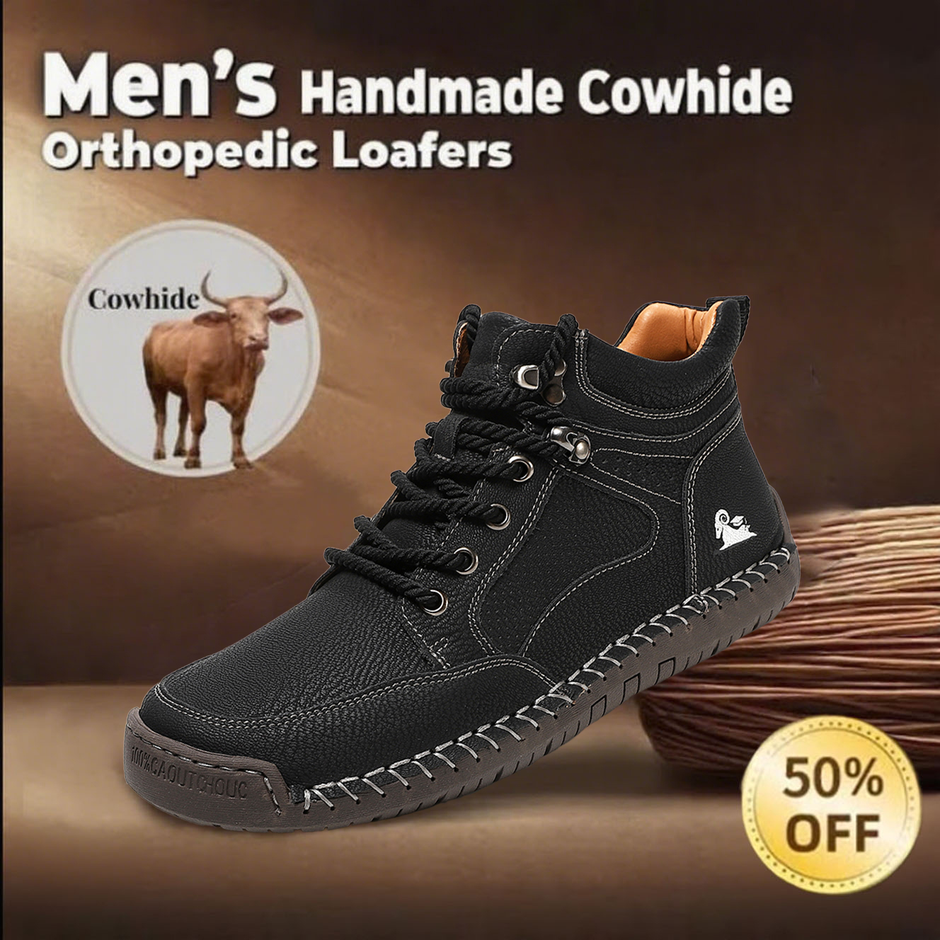 ⏰ 50% off - Newest Men's handmade non-slip flat walking shoes