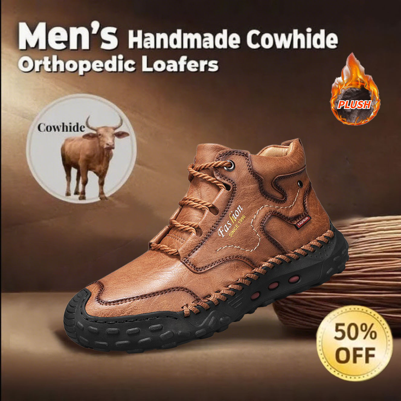 🔥50% off today only🔥Men's genuine leather non-slip corrective shoes to relieve walking pain