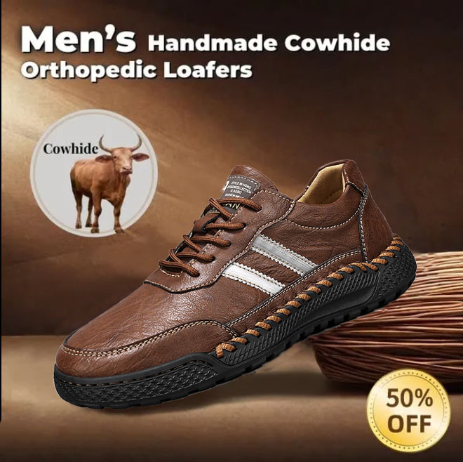 ⏰ 50% Off - Men's Genuine Leather Low-Top Non-Slip Orthopedic Shoes
