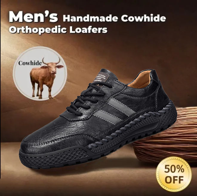 ⏰ 50% Off - Men's Genuine Leather Low-Top Non-Slip Orthopedic Shoes