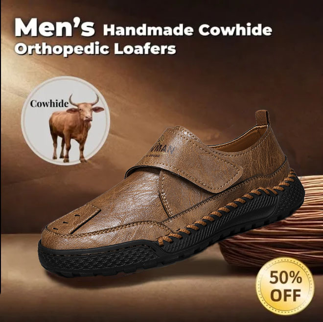 ⏰ 50% Off - Men's Genuine Leather Low-Top Non-Slip Orthopedic Painless Walking Shoes